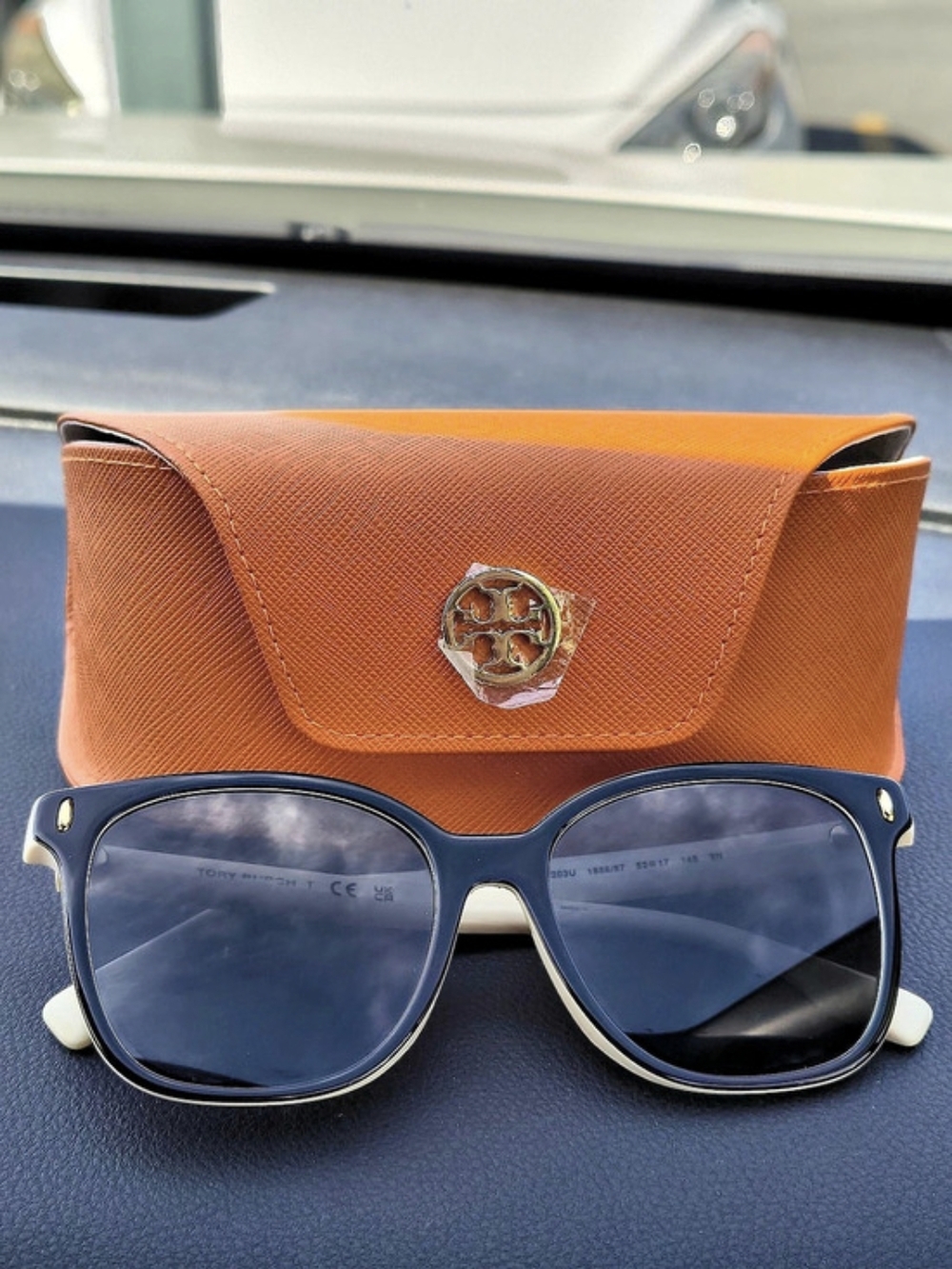 Tory Burch Black & White Square-Frame Sunglasses